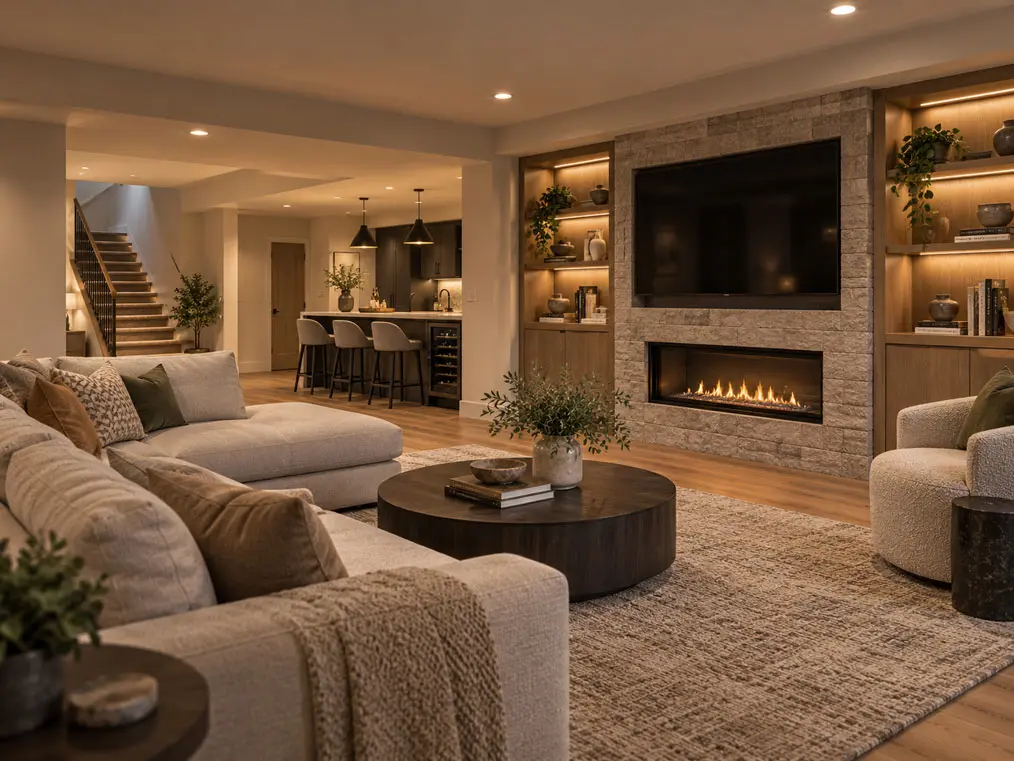 Finished residential basement living space